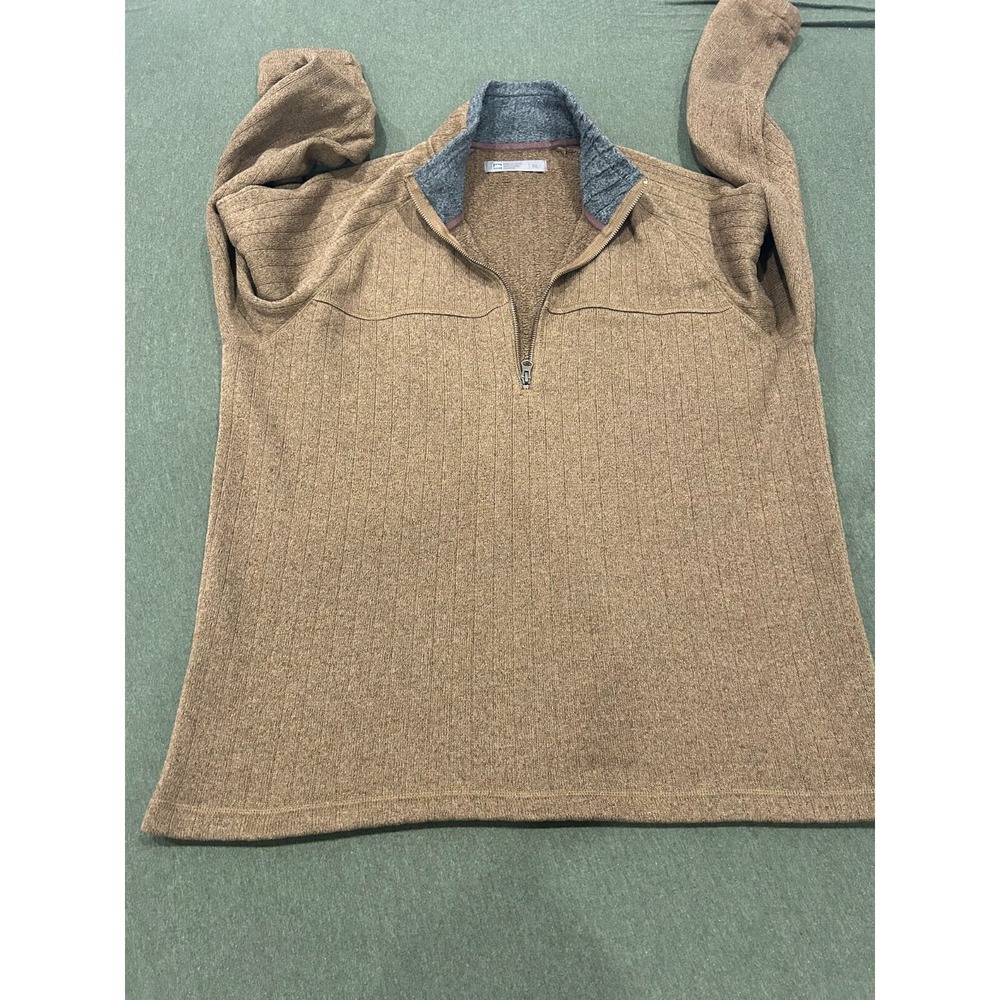 REI Pullover Mens XL Brown 1/4 Zip Hiking Camp Outdoor Jacket Sweater